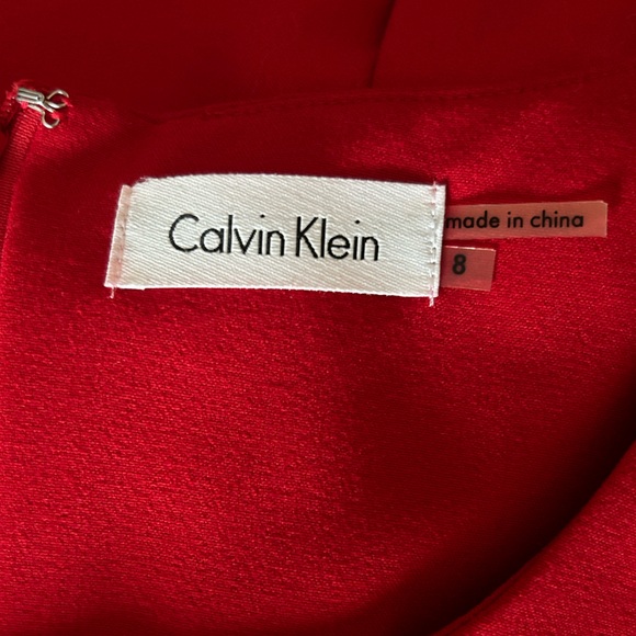 Calvin Klein Red Sleeveless Pleated Midi Sheath Dress - Picture 9 of 10